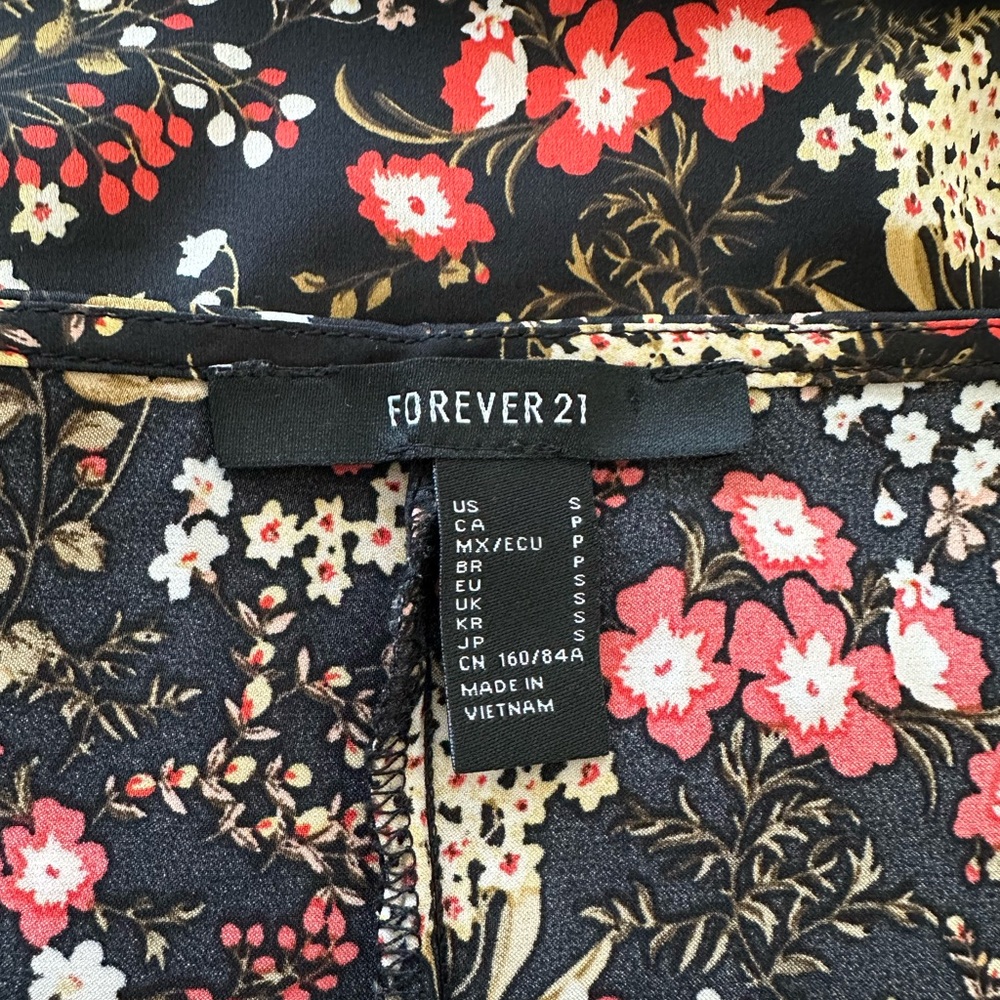Forever 21 Black Whimsigoth Babydoll Floral Slip Mini Dress - Picture 5 of 5